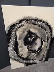 Buy Rare, One Of A Kind. Original/Authentic Black White Agate Glitter Wall Art  • 850.49£