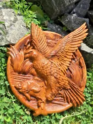 Buy Wood Carved Hawk Eagle Ornament Fish Wooden Wall Hanging Plaque Art Decor Gift • 37.21£