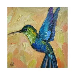 Buy Hummingbird Original Oil Painting Bird Artwork Hummingbird Small Painting • 47.96£