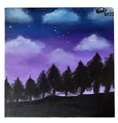 Buy Purple Landscape Painting- Signed By Painter 8x8 Canvas • 4£