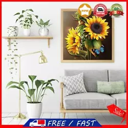Buy Sunflower Butterfly Oil Paint By Number Kit Frameless Drawing Picture Wall Decor • 6.03£