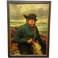 Buy Newlyn 19th Century Marine Oil Painting Portrait Cornish Fisherman Hooked Catch • 5,000£