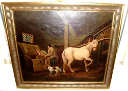 Buy **Late18thC /Early19thcAntique Oil On Canvas'HORSES IN A Stable/1** • 250£