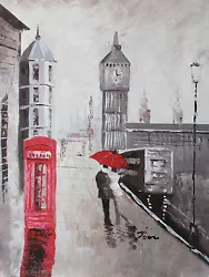 Buy London Large Oil Painting Canvas Cityscape Contemporary Cream Original Art • 16.95£