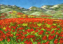 Buy Original Painting California Meadows -Poppies Painting Flowers Landscape Artwork • 40.83£
