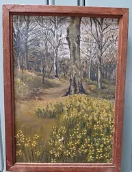 Buy Antique  Small Oil Painting  Floral Woodland Scene  Wood Frame 18 X 13 Cm • 20£