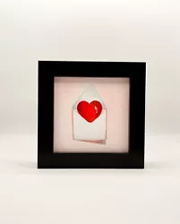 Buy Heart Love Letter Original Oil Painting-FRAMED Pink Red Mini Art • 50£