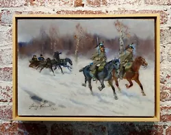 Buy Jerzy Kossak -French Dragoon Soldiers Escorting Napoleon Retreat -Oil Painting • 7,735.72£
