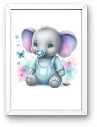 Buy Printable Digital Wall Art, Baby Elephant, Nursery Wall Art Download • 0.99£