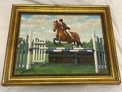 Buy Vintage / Antique, Show Jumping / Horses Painting On Canvas, By W.henry. • 70£