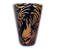 Buy Correia Glass       Amber And Black Tigar Face     VASE           8602 LA • 899.87£