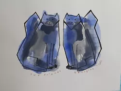 Buy Original Watercolour Painting Cats 'Two Friends' Signed Georgina Scott • 8£