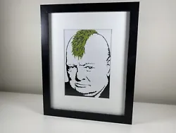 Buy Churchill Mohawk Banksy 5”x 7” Art Work In Beautiful Thick Black Frame 9 X11  • 124.02£