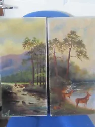 Buy 2 Original Oil On Board Of Scottish Scenes With Deer By Eric Davidson • 29.99£