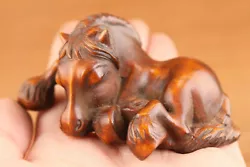 Buy Japanese Old Boxwood Hand Carved Horse Statue Netsuke Collectable Home Deco • 23.99£