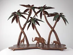Buy Vintage Sculpture Palm Trees, Giraffes And Elephants, Austria Vienna 1970s • 1,731.60£