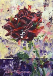 Buy Red Rose Floral Original Oil Painting Still Life Flower Art Yellow Sunshine BIN • 330.75£
