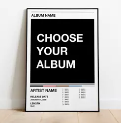 Buy Custom Music Album Artwork Tracklist | Choose Album Cover Posters A4 - A0 Sizes • 34.99£