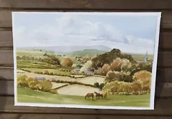 Buy Original Watercolour Gerald Miles 1991 Hampshire Downs Horses Ashford Hill Art  • 9.99£
