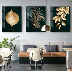 Buy Golden Plant Leaves Picture Wall Poster Modern Style Canvas Print Painting Art  • 8.90£