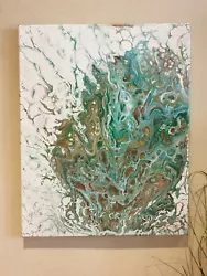 Buy 'Peacock Tail' Original Handmade Unique Fluid Art Acrylic Painting 40x50 Cm • 249£