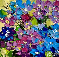 Buy Wildflowers Painting Floral Original Art Impasto Oil Painting Framed 4x4 Inch • 25.09£