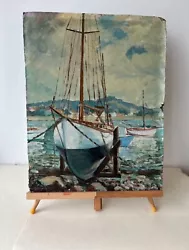 Buy Boat Picture Vintage Oil On Board • 59£