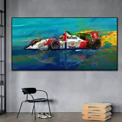 Buy Scandinavian Wall Art - Ayrton Senna F1 Car Legend HD Canvas Oil Painting Poster • 10.99£