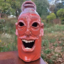 Buy Folk Art Pottery Red Lantern Face Jug By Savannah Craven | 11.5  X 5.5  • 124£