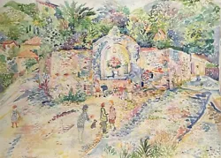 Buy Framed Signed Fred Yates Watercolour Painting Of Landscape Blessing And Figures • 4,250£