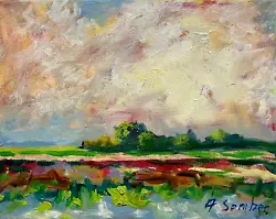 Buy Landscape Oil Painting Canvas Impressionism Collectable Sunny Meadow • 29.59£