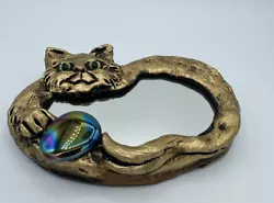 Buy Vintage Artist George Mahana Cat Wrapped Around Mirror Creation • 24.80£