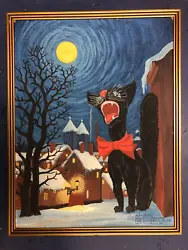 Buy Vintage Swedish Original Framed Cat Painting In Style Of Munch Scream 1938 • 49.99£
