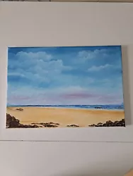 Buy Seascape Oil On Canvas Large Sky With Clouds Distant Sea Shore  Unframed Signed  • 20£