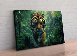 Buy Tiger Approach Jungle Water Cat Animal Canvas Wall Art Painting Picture Print • 29.99£