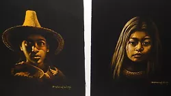 Buy Esperanza Martinez Mexican Boy & Girl Pair Of Original Pastel On Paper Paintings • 10,233.49£