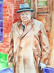 Buy 11.69 × 15.75   Winston Churchill  Watercolor SIGNED And DATED • 41.44£