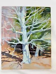 Buy Orig Acrylic On Board Painting By NY Artist Eugene J. Thomson 11x14 White Tree • 45.48£
