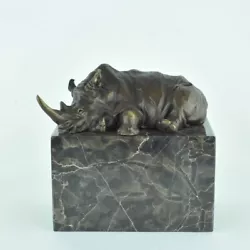 Buy Statue Rhinoceros Wildlife Art Deco Style Art Nouveau Style Bronze Signed Sculpt • 83.30£
