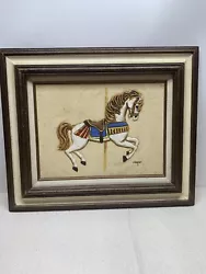 Buy Vintage Lydia Cooper Acrylic On Canvas Carousel Horse 24”x20” Incl. Frame • 49.61£