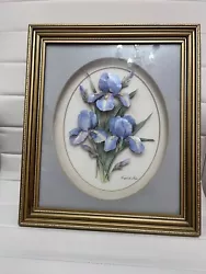 Buy 3D English Iris Blue Painting In Beautiful Gold Frame Glass Display 34 X 29cm • 35£