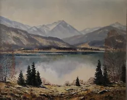 Buy Clearance Sale To Collect Transfer Painting Signed Mountain Landscape Lake • 903.52£