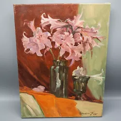 Buy ShuQiao Zhou “Pink Irises In Vase” Original Oil Canvas Flowers 16  X 12  • 1,184.04£