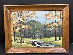 Buy Vintage Paint By Number Framed Mountain Brook Creek Landscape Scene Signed Art • 37.18£