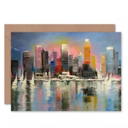 Buy City Harbour Urban Painting Card With Envelope • 4.42£