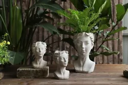 Buy Large Concrete Flower Pot Woman Face Head Plant Pot Vase Decorative Vase Statue • 29.99£