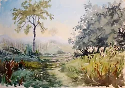 Buy Trees Yi Woodland Path Forest Woods Nature Watercolour Original Painting A3 • 50£