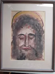 Buy IRENA KRZYWINSKA Watercolor Portrait OF Christ? JESUS? SIGNED & FRAMED 16X12.5  • 24.99£