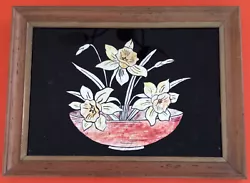 Buy Vintage Retro 50-60s Reverse Foil Painting Picture Framed Wall Daffodils Flowers • 15£