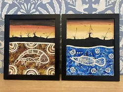 Buy Set Of Two Abstract Framed Aboriginal Art - Original, Purchased In Australia. • 4.99£